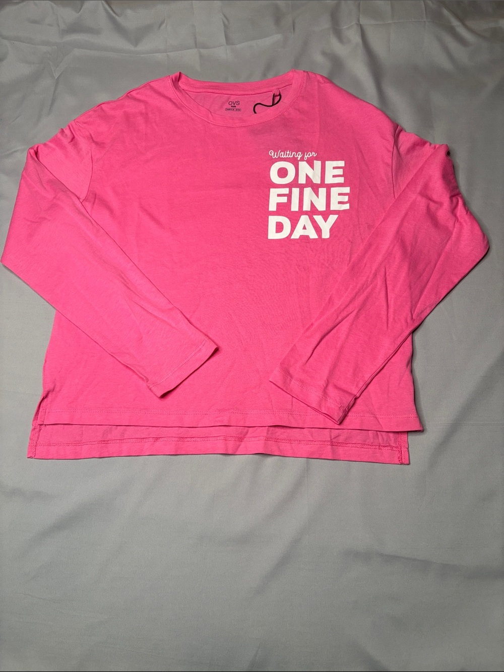 OVS NWT Girls' Long-Sleeve Pink 'One Fine Day' Graphic Tee